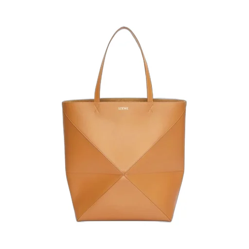 XL Puzzle Fold Tote in shiny calfskin