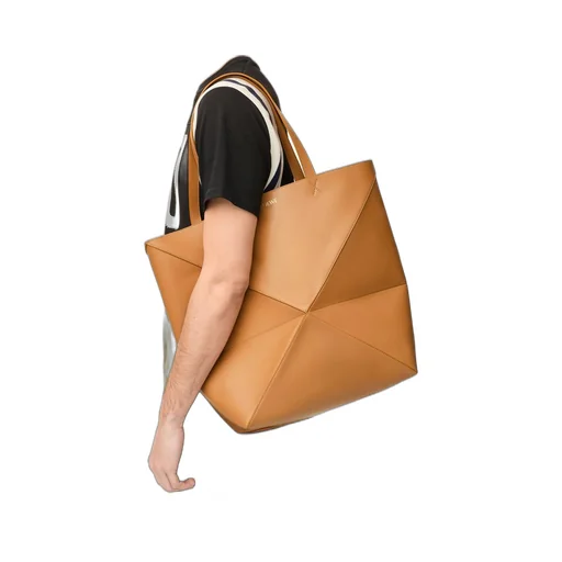 XL Puzzle Fold Tote in shiny calfskin
