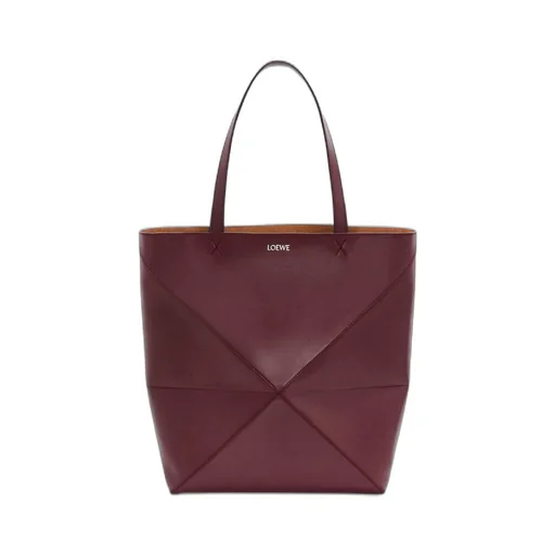 XL Puzzle Fold Tote in shiny calfskin
