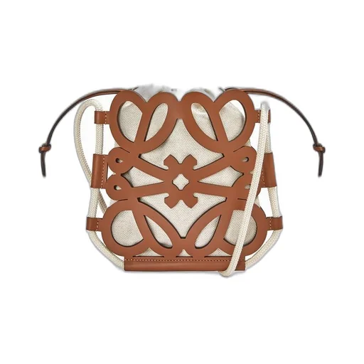 Anagram cut-out crossbody in classic calfskin and canvas