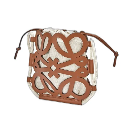 Anagram cut-out crossbody in classic calfskin and canvas