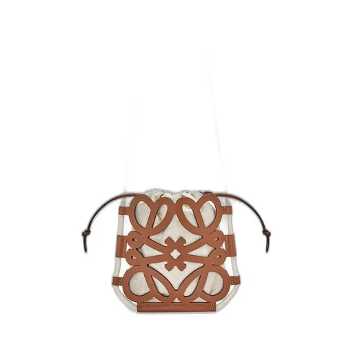Anagram cut-out crossbody in classic calfskin and canvas