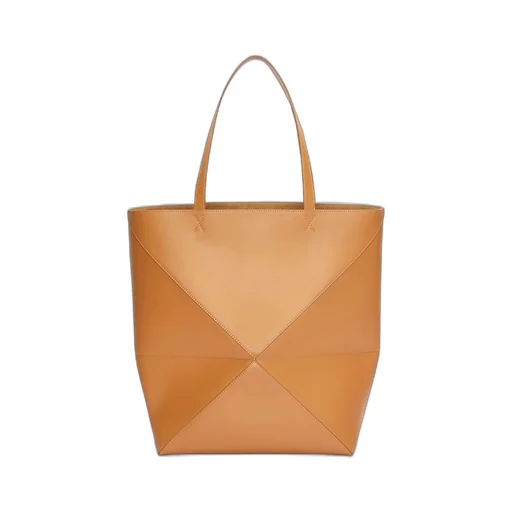 XL Puzzle Fold Tote in shiny calfskin