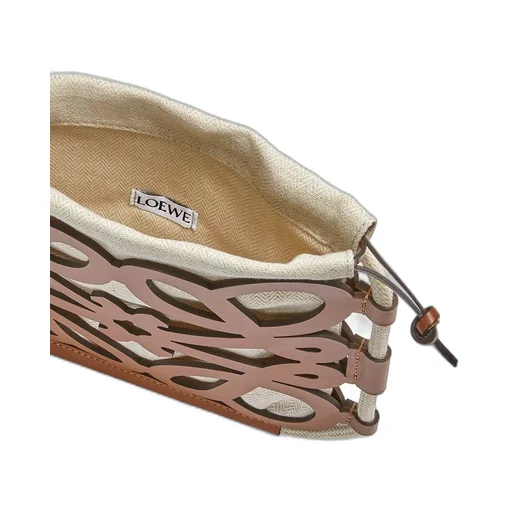 Anagram cut-out crossbody in classic calfskin and canvas