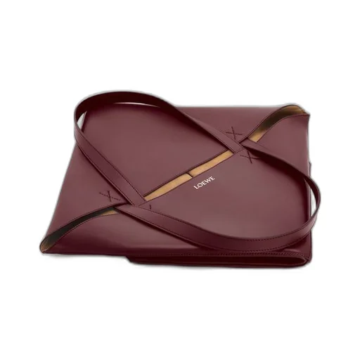 XL Puzzle Fold Tote in shiny calfskin