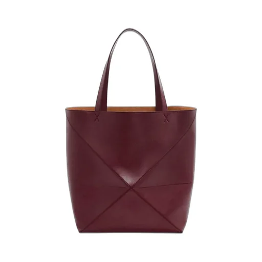 XL Puzzle Fold Tote in shiny calfskin