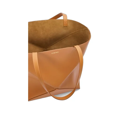 XL Puzzle Fold Tote in shiny calfskin