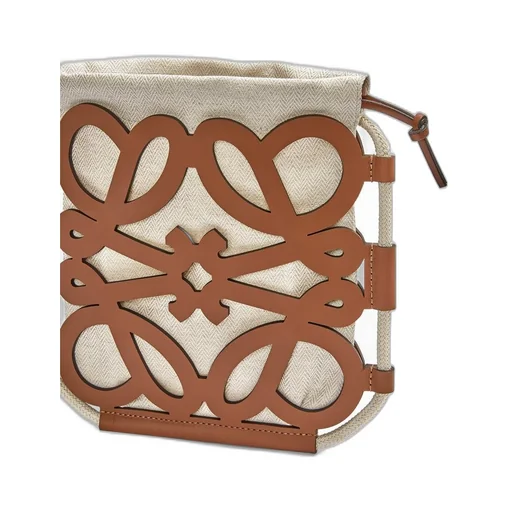 Anagram cut-out crossbody in classic calfskin and canvas