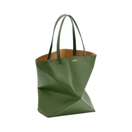 XL Puzzle Fold Tote in shiny calfskin