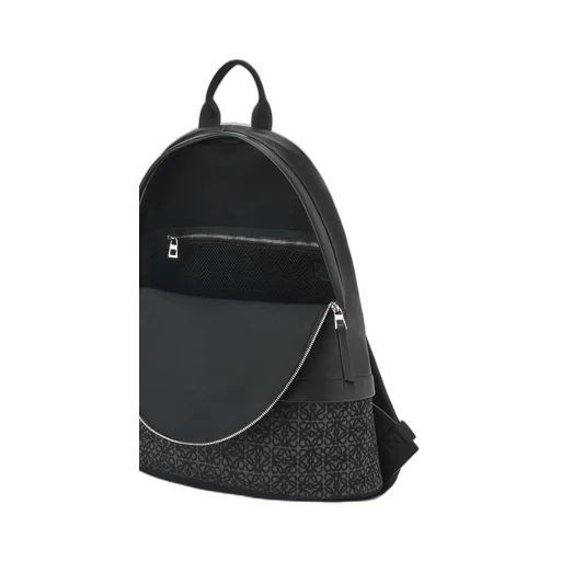 Round Slim Backpack in calfskin and Anagram jacquard
