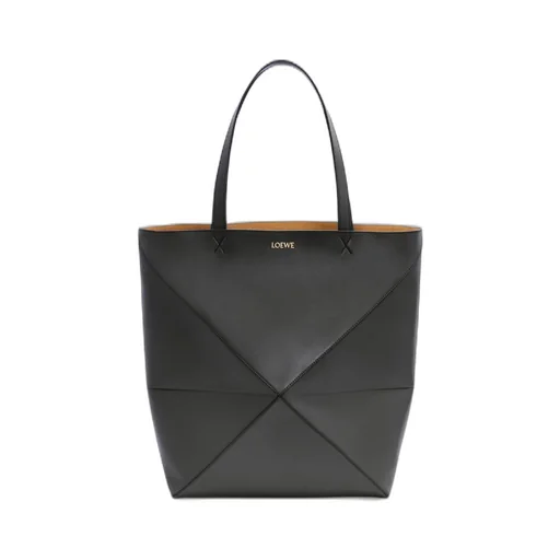 XL Puzzle Fold Tote in shiny calfskin