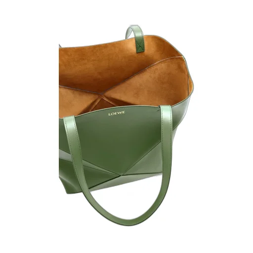 XL Puzzle Fold Tote in shiny calfskin