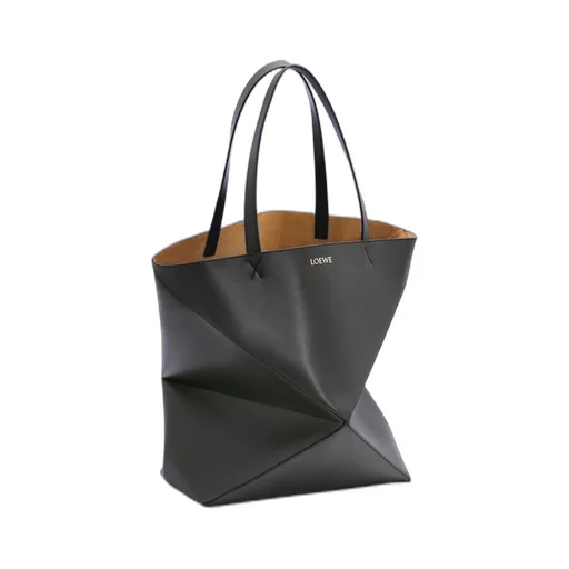 XL Puzzle Fold Tote in shiny calfskin