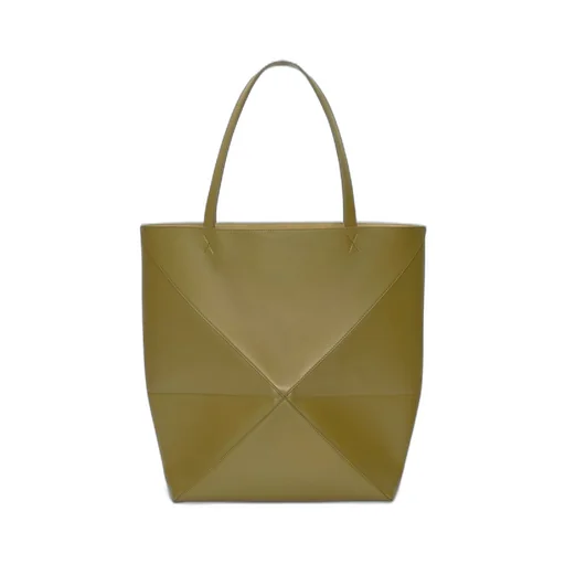 XL Puzzle Fold Tote in shiny calfskin