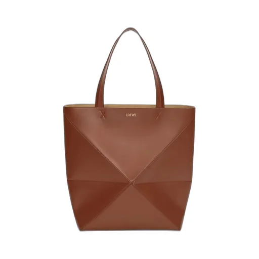 XL Puzzle Fold Tote in shiny calfskin