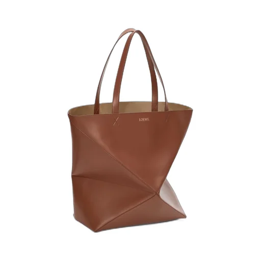 XL Puzzle Fold Tote in shiny calfskin