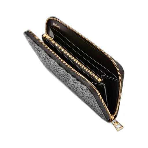 Repeat zip around wallet in embossed silk calfskin
