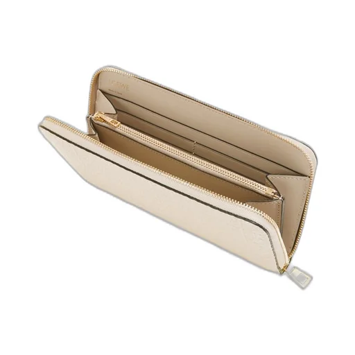 Repeat zip around wallet in embossed silk calfskin