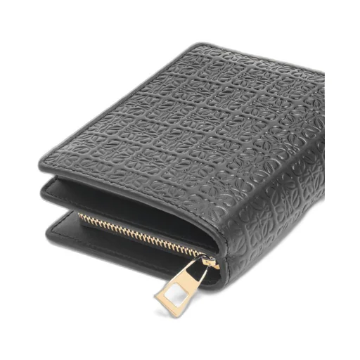 Repeat compact zip wallet in embossed silk calfskin