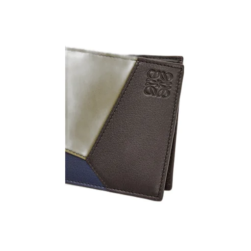 Puzzle bifold coin wallet in classic calfskin
