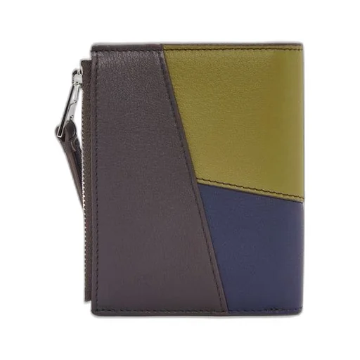 Puzzle slim compact wallet in classic calfskin
