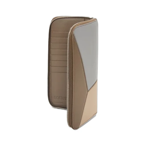 Puzzle zipped open wallet in classic calfskin