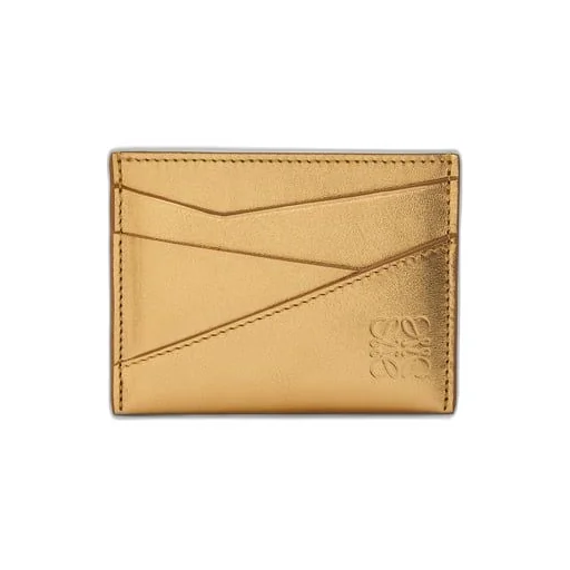 Puzzle plain cardholder in metallic calfskin