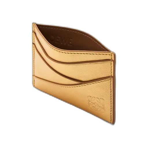 Puzzle plain cardholder in metallic calfskin