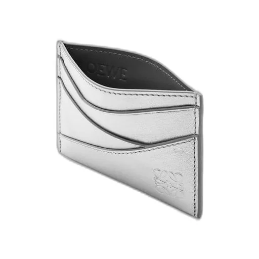 Puzzle plain cardholder in metallic calfskin