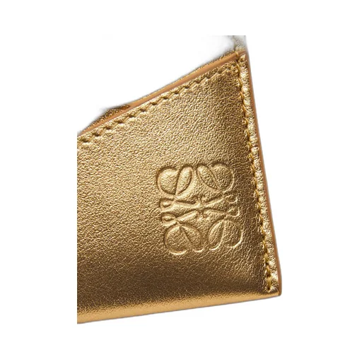 Puzzle plain cardholder in metallic calfskin