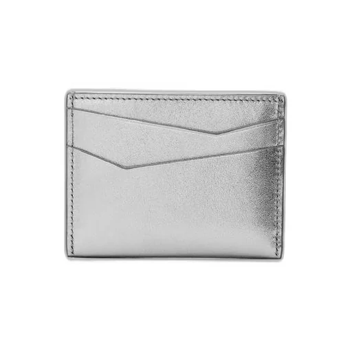 Puzzle plain cardholder in metallic calfskin