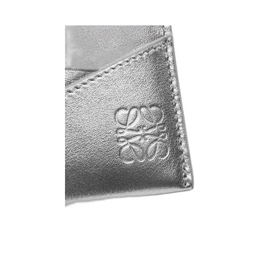 Puzzle plain cardholder in metallic calfskin