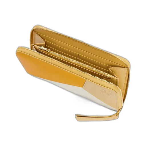 Puzzle zip around wallet in classic calfskin