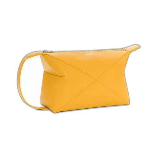 Puzzle Fold wash bag in shiny calfskin