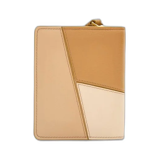 Puzzle compact zip wallet in classic calfskin