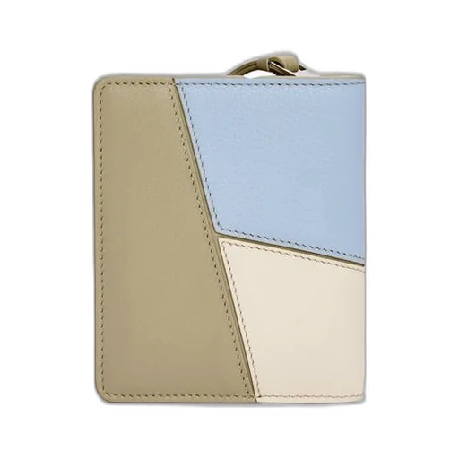 Puzzle compact zip wallet in classic calfskin