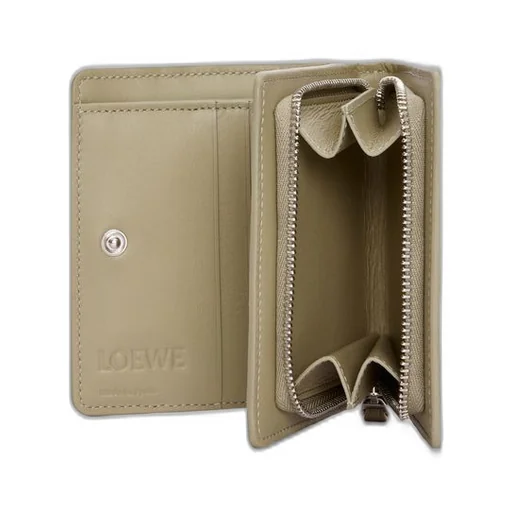 Puzzle compact zip wallet in classic calfskin