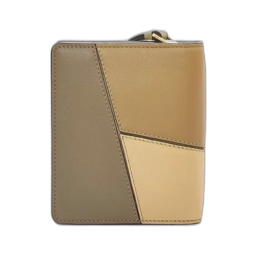 Puzzle compact zip wallet in classic calfskin