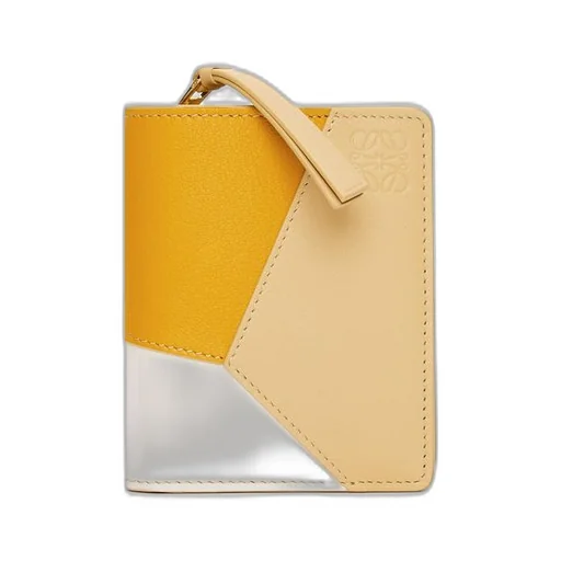 Puzzle compact zip wallet in classic calfskin