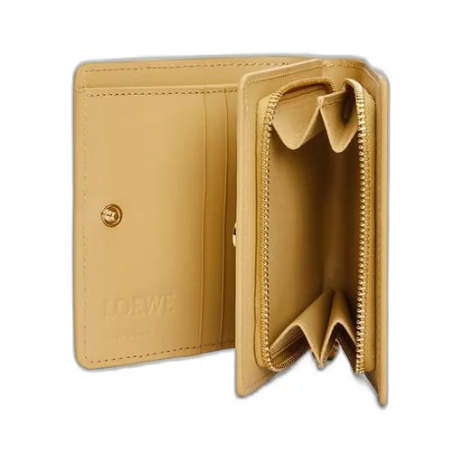 Puzzle compact zip wallet in classic calfskin