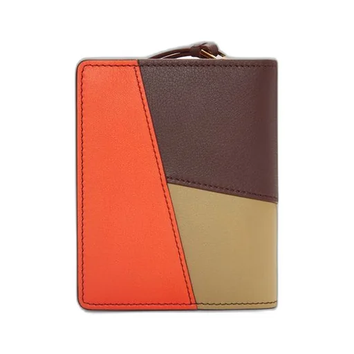 Puzzle compact zip wallet in classic calfskin