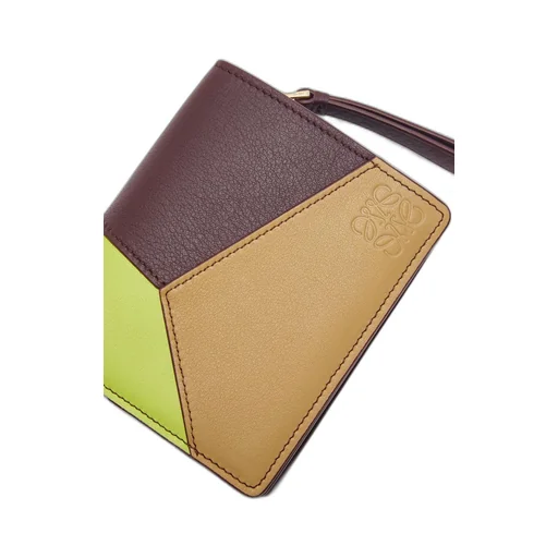 Puzzle compact zip wallet in classic calfskin