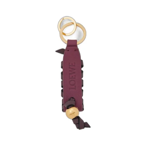 Cross braided keyring in classic calfskin