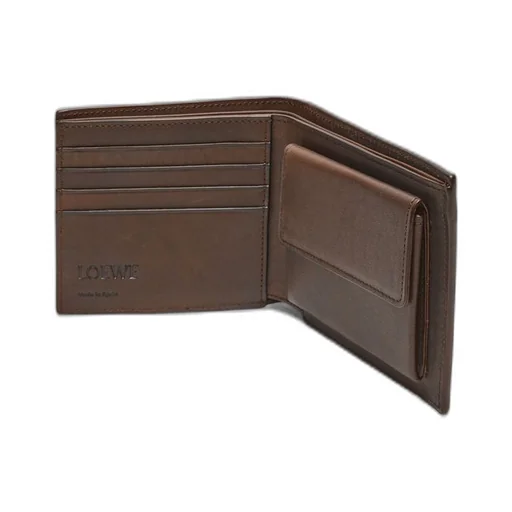 Bifold coin wallet in vegetable-tanned calfskin