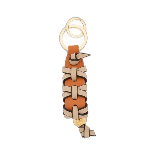 Cross braided keyring in classic calfskin