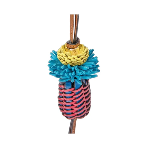 Woven cactus charm in box calf