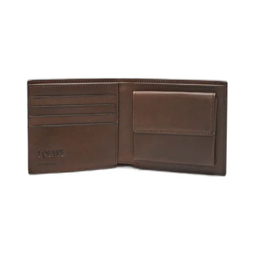 Bifold coin wallet in vegetable-tanned calfskin