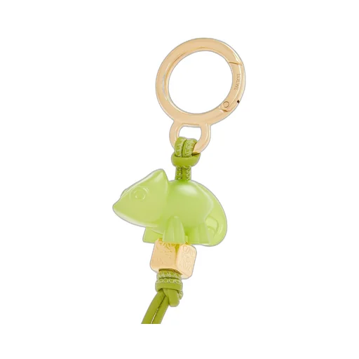 Chameleon charm in acetate and classic calfskin