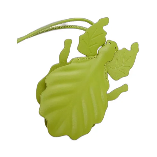 Leaf insect keyfob charm in classic calfskin
