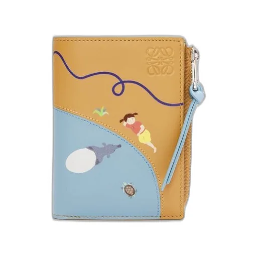 Tapir slim compact wallet in satin calfskin